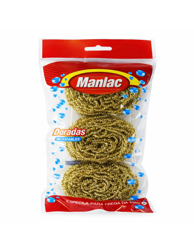 Esponjas Metálicas Manlac Doradas Inoxidables