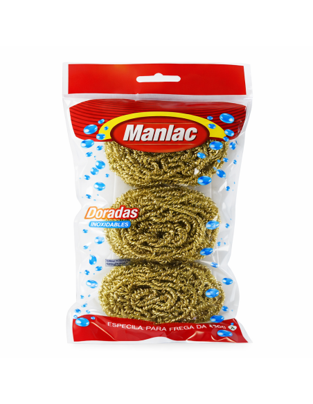 Esponjas Metálicas Manlac Doradas Inoxidables