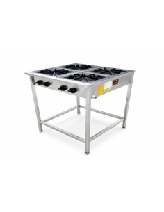 Anafe a Gas 4 Platos con Parrillas de Fierro Fundido 34x34 cm