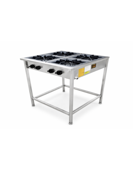 Anafe a Gas 4 Platos con Parrillas de Fierro Fundido 34x34 cm